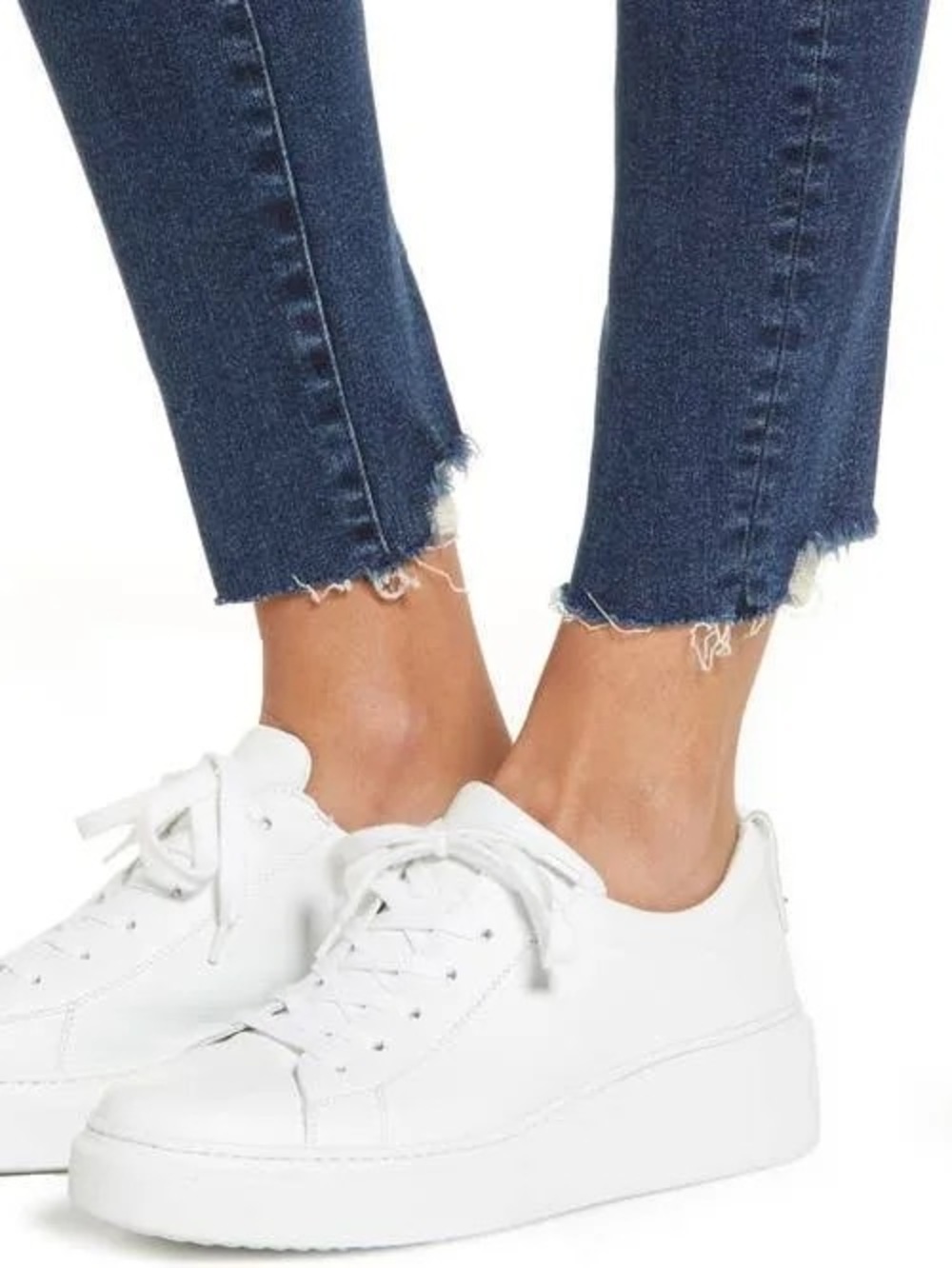 Good American Good Legs Skinny Jeans High Rise Raw Hem Blue 4/27 - Picture 2 of 9